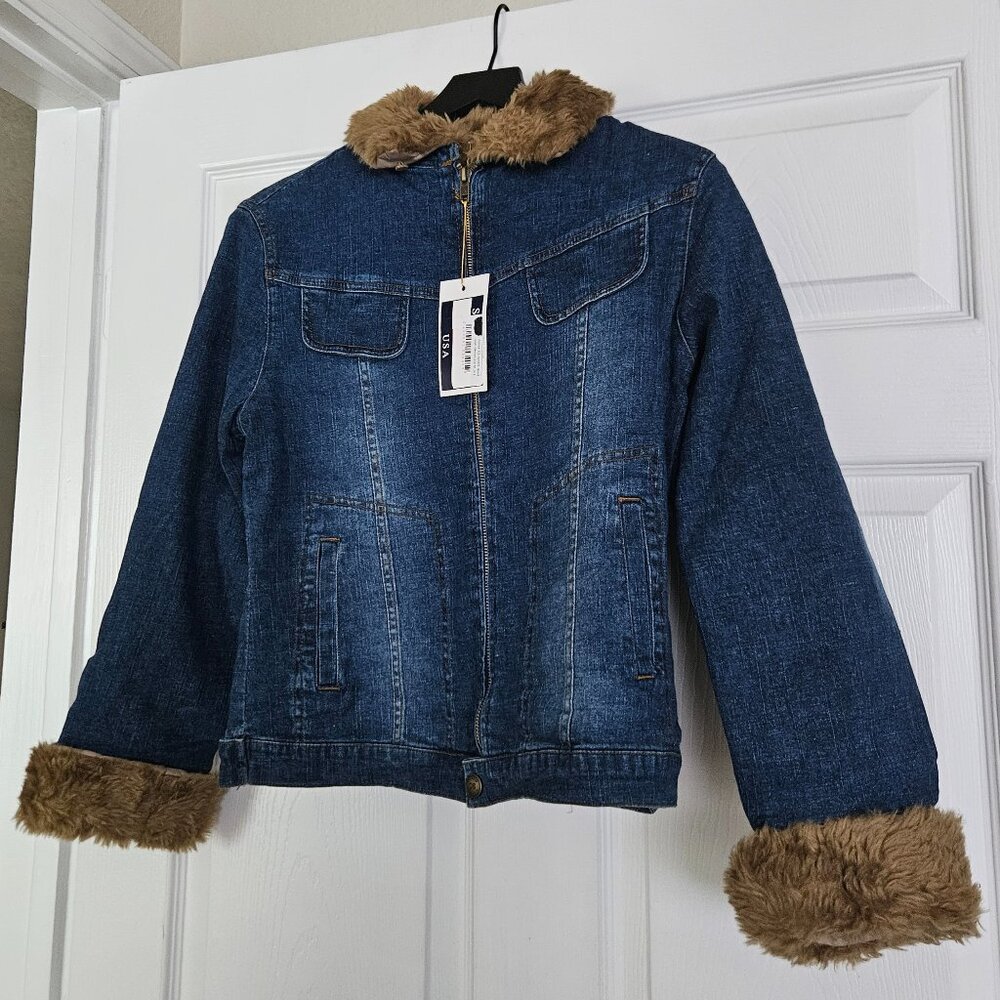Denim Jacket Fur Collar